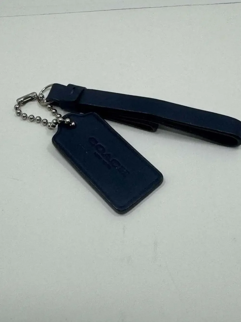 Coach Navy Blue Leather Hangtag and Strap Bag Charm